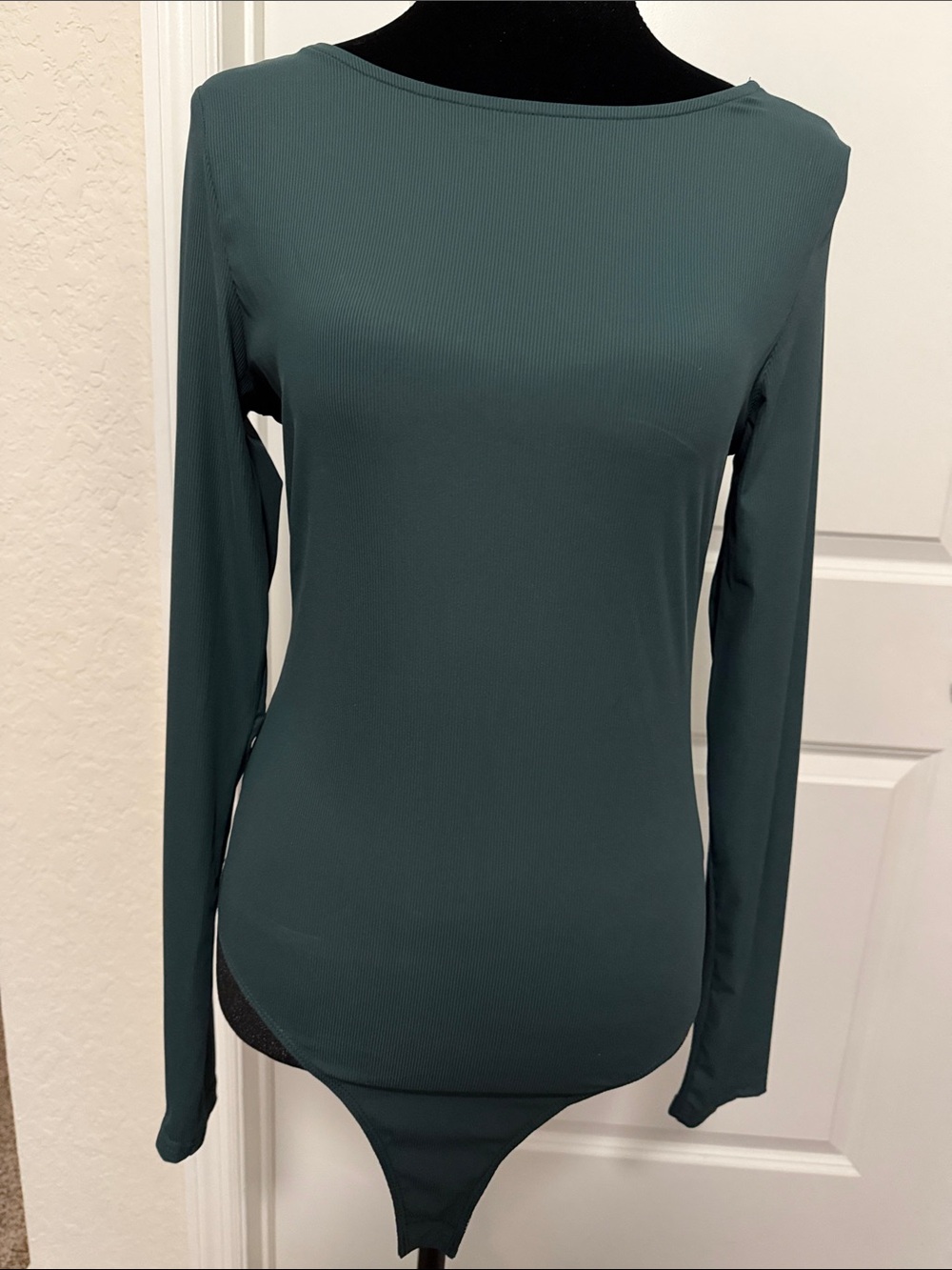 NWT Long-Sleeve Scoop Neck Bodysuit in Deep Teal